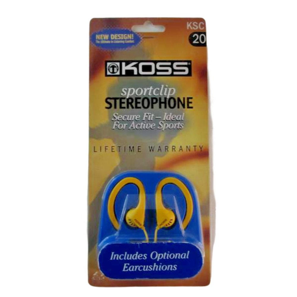 Koss KSC20 Yellow Sportclip Stereo Phone Headphones Active Sports Wired New